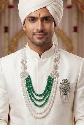 Men s Ethnic Sherwani Mala with Brooch   Perfect for Weddings & Festive Wear 6