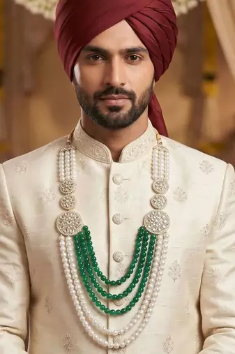 Pearl-beaded dulha moti mala haar necklace