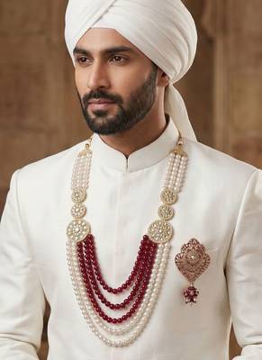 Men s Ethnic Sherwani Mala with Brooch   Perfect for Weddings & Festive Wear 6