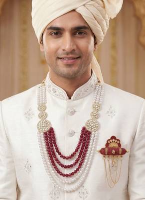 Men s Ethnic Sherwani Mala with Brooch   Perfect for Weddings & Festive Wear 6