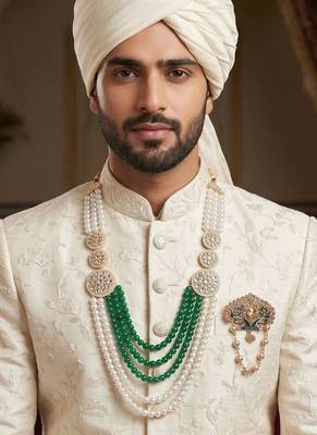 Men s Ethnic Sherwani Mala with Brooch   Perfect for Weddings & Festive Wear 6