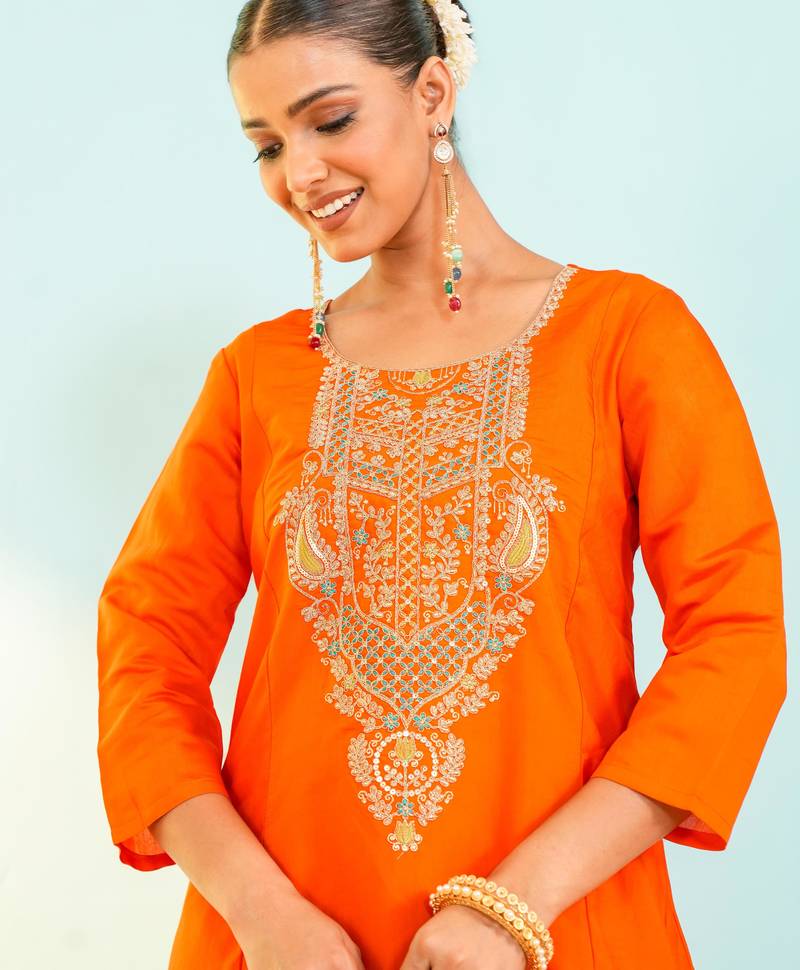 Women's Beautiful Embroidery Work Viscose Silk Fabric Flared Anarkali Pant and Dupatta Set