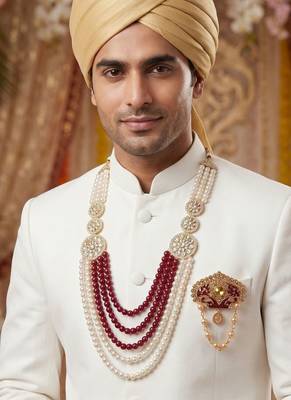 Men s Ethnic Sherwani Mala with Brooch   Perfect for Weddings & Festive Wear 6