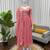 Peach fendy silk thread with sequin anarkali suit