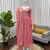 Peach fendy silk thread with sequin anarkali suit