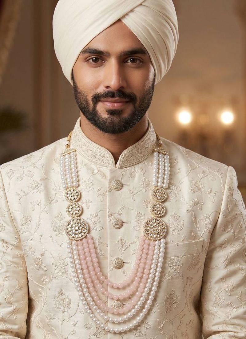 Pearl-beaded dulha moti mala haar necklace