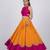 Mustard Yellow and Pink Embroidered Silk Lehenga Set