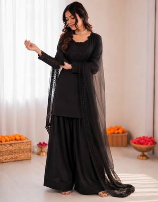 Black crepe thread with sequin farshi salwar suit 3