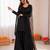 Black crepe thread with sequin farshi salwar suit