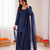 Blue crepe thread with sequin farshi salwar suit