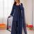 Blue crepe thread with sequin farshi salwar suit