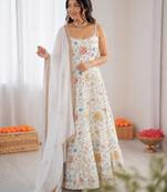 Off white georgette thread with sequin anarkali suit