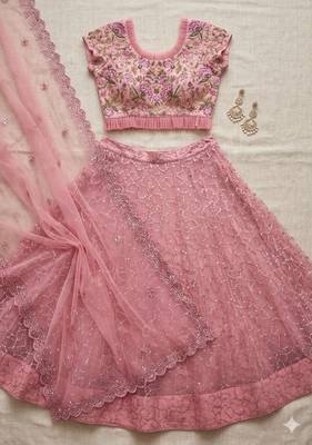 pink art silk embroidered lehenga choli 5