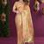 Beige Satin Silk Saree with Zari & Multicolor Thread Woven Traditional Motifs