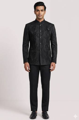Black texture jodhpuri for men | premium designer bandhgala ethnic wear