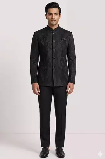 Black texture jodhpuri for men | premium designer bandhgala ethnic wear
