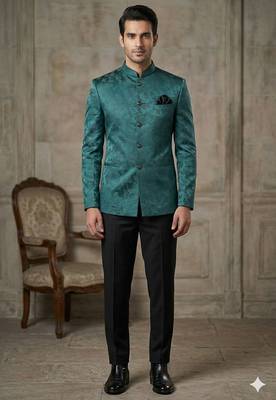 Bottle green color jodhpuri for men | premium designer bandhgala ethnic wear 1