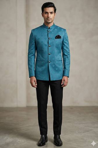 Pastel sky blue jodhpuri for men | premium designer bandhgala ethnic wear
