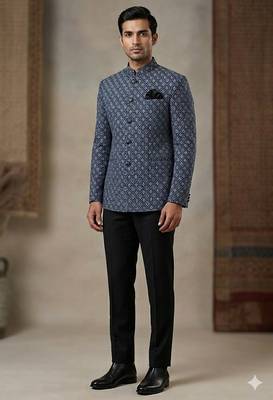 Navy blue color traditional jodhpuri for men 1