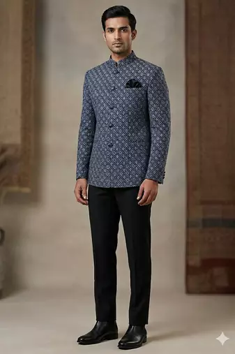 Navy blue color traditional jodhpuri for men | premium designer bandhgala ethnic wear