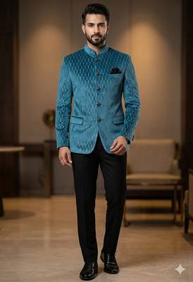Pastel skyblue jodhpuri for men | premium designer bandhgala ethnic wear 1
