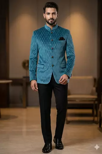 Pastel skyblue jodhpuri for men | premium designer bandhgala ethnic wear