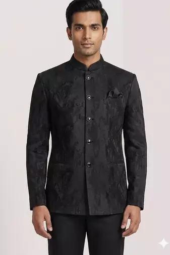 Black texture jodhpuri for men | premium designer bandhgala ethnic wear