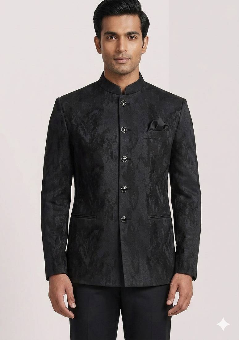 Black texture jodhpuri for men | premium designer bandhgala ethnic wear