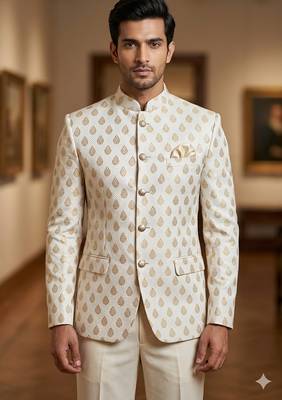 Beige color jodhpuri for men 1