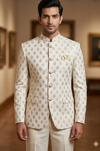 Beige color jodhpuri for men | premium designer bandhgala ethnic wear