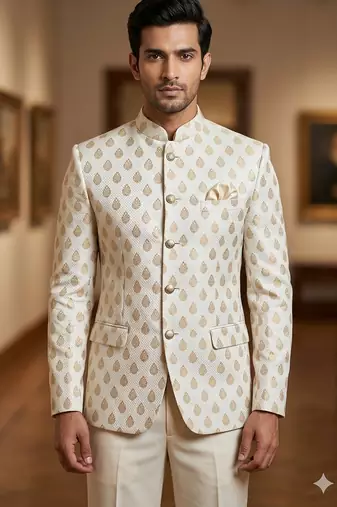 Beige color jodhpuri for men | premium designer bandhgala ethnic wear