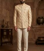 Golden color cheetah jodhpuri for men | premium designer bandhgala ethnic wear