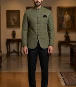 Mahendi color sequence jodhpuri for men | premium designer bandhgala ethnic wear