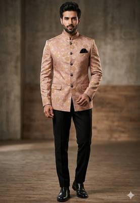 Pastel orange floral jodhpuri for men | premium designer bandhgala ethnic wear 1