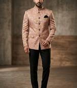 Pastel orange floral jodhpuri for men | premium designer bandhgala ethnic wear