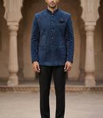 Blue dustfree velvet jodhpuri for men | premium designer bandhgala ethnic wear