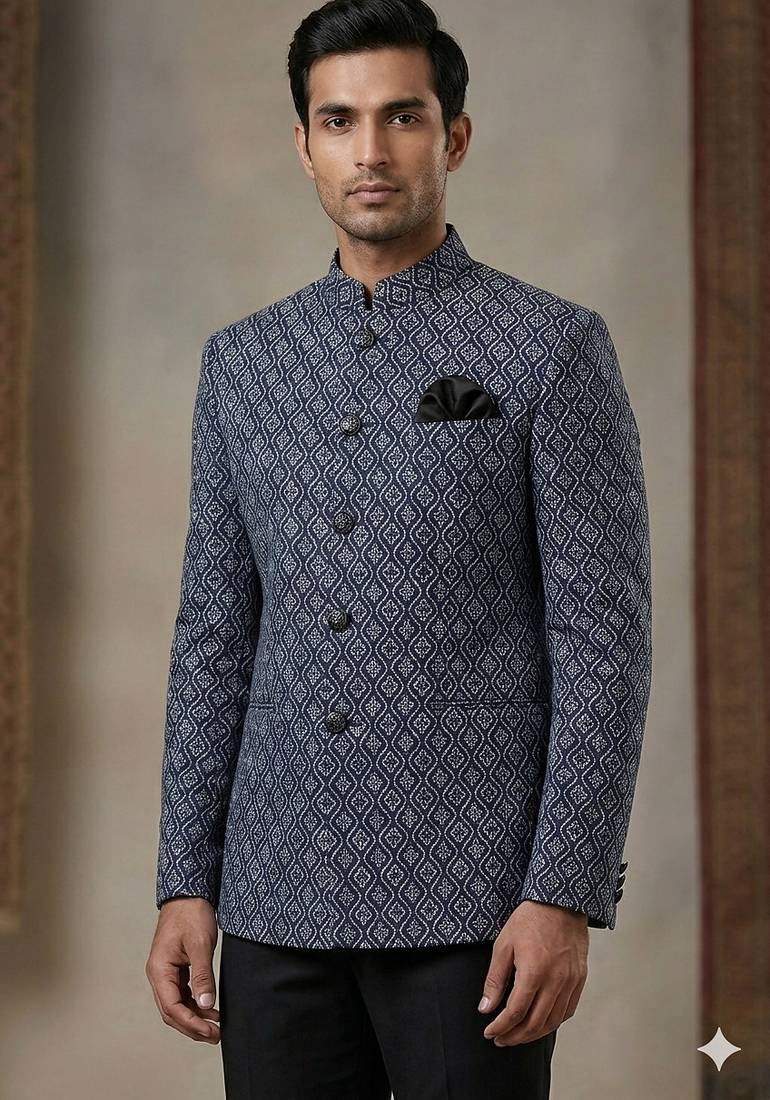 Navy blue color traditional jodhpuri for men | premium designer bandhgala ethnic wear