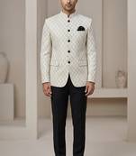 White color weaving jodhpuri for men | premium designer bandhgala ethnic wear