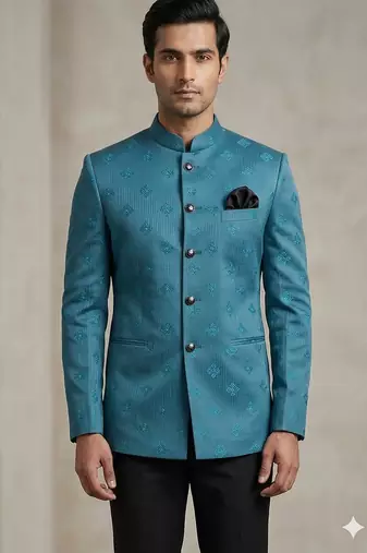 Pastel sky blue jodhpuri for men | premium designer bandhgala ethnic wear