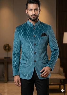 Pastel skyblue jodhpuri for men | premium designer bandhgala ethnic wear 2