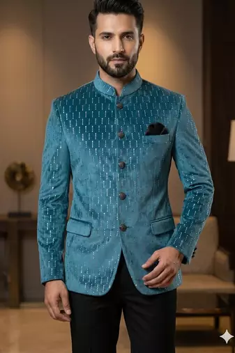 Pastel skyblue jodhpuri for men | premium designer bandhgala ethnic wear