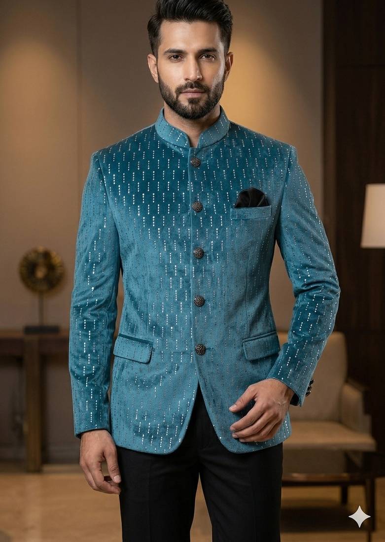 Pastel skyblue jodhpuri for men | premium designer bandhgala ethnic wear