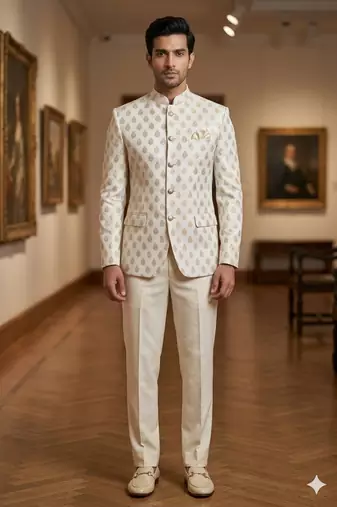 Beige color jodhpuri for men | premium designer bandhgala ethnic wear