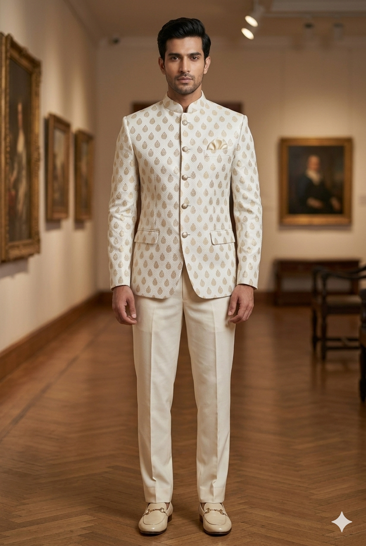 Beige color jodhpuri for men | premium designer bandhgala ethnic wear