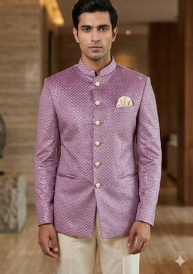 Dusty pink velvet jodhpuri for men | premium designer bandhgala ethnic wear 1