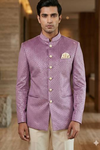 Dusty pink velvet jodhpuri for men | premium designer bandhgala ethnic wear