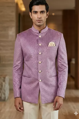 Dusty pink velvet jodhpuri for men | premium designer bandhgala ethnic wear