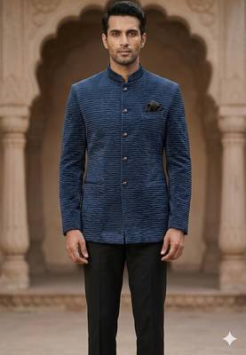 Blue dustfree velvet jodhpuri for men | premium designer bandhgala ethnic wear 2