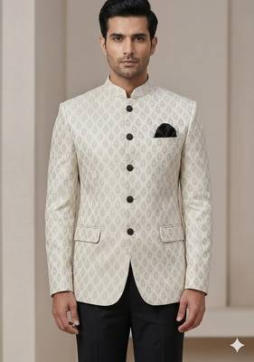 White color weaving jodhpuri for men | premium designer bandhgala ethnic wear 2