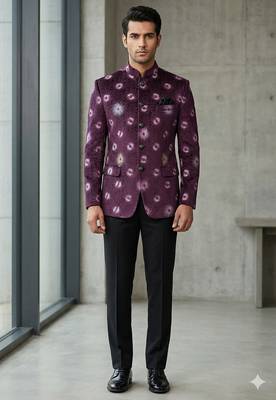 Wine embroidery and hand paint jodhpuri for men | premium designer bandhgala ethnic wear 1